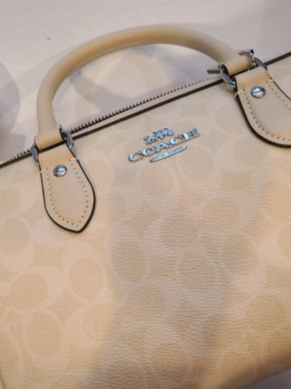 Coach Rowan Bag In Signature Canvas- Silver/Hay CV961
